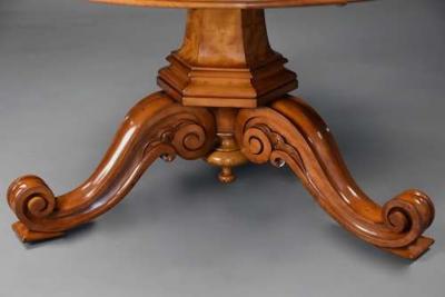 Rare mid 19th century satin birch tilt top breakfast table