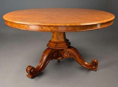 Rare mid 19th century satin birch tilt top breakfast table