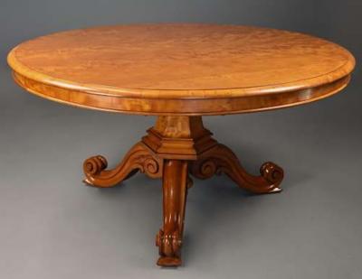Rare mid 19th century satin birch tilt top breakfast table