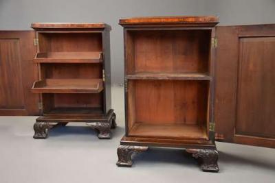 Rare pair of 18thc Chippendale pedestal cabinets of exceptional colour