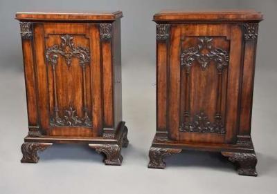 Rare pair of 18thc Chippendale pedestal cabinets of exceptional colour