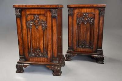 Rare pair of 18thc Chippendale pedestal cabinets of exceptional colour
