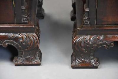Rare pair of 18thc Chippendale pedestal cabinets of exceptional colour