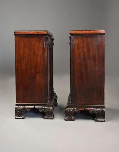 Rare pair of 18thc Chippendale pedestal cabinets of exceptional colour