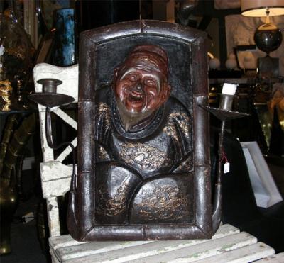 Rare pair of 19th century sconces with Chinese personages