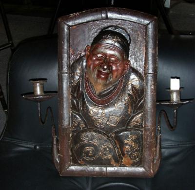 Rare pair of 19th century sconces with Chinese personages