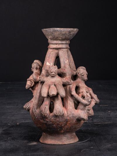 Rare pair of Bariba Terracotta Ceremonial Altar Vessels