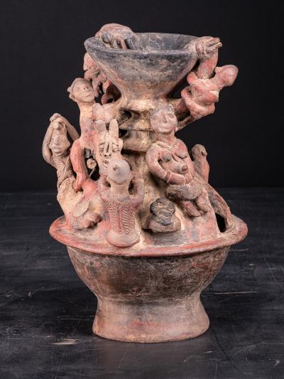 Rare pair of Bariba Terracotta Ceremonial Altar Vessels