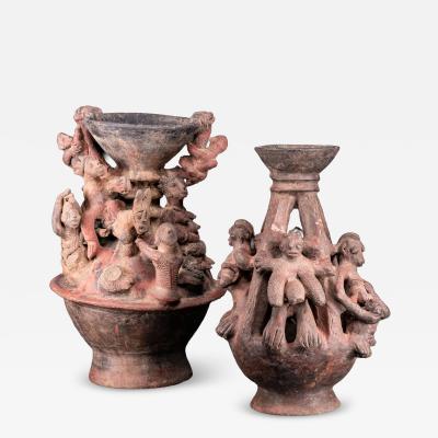 Rare pair of Bariba Terracotta Ceremonial Altar Vessels