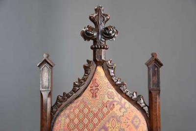 Rare pair of Channel Islands 19thc rosewood Gothic Revival hall chairs