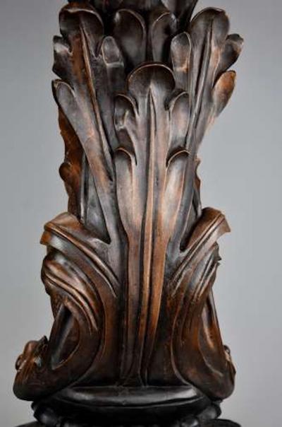 Rare pair of finely carved Black Forest hound side tables