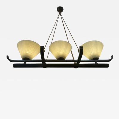 Rare rope suspended horizontal chandelier