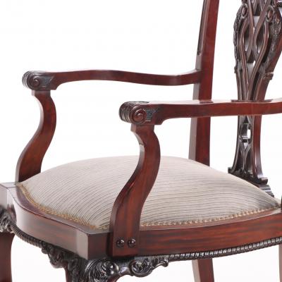 Rare set of 12 English Chippendale Style Mahogany Armchairs C 1900 