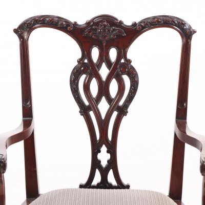Rare set of 12 English Chippendale Style Mahogany Armchairs C 1900 