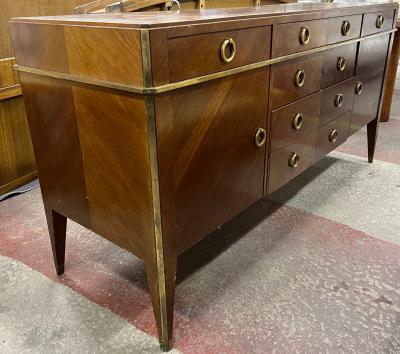 Rarest full double faced chest of drawer with gold bronze hardware details