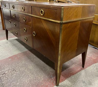 Rarest full double faced chest of drawer with gold bronze hardware details