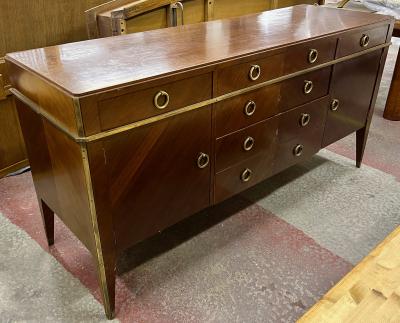 Rarest full double faced chest of drawer with gold bronze hardware details