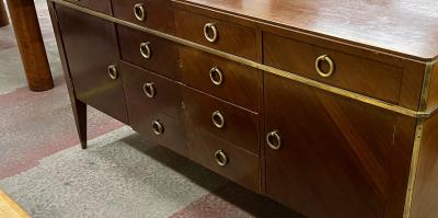 Rarest full double faced chest of drawer with gold bronze hardware details