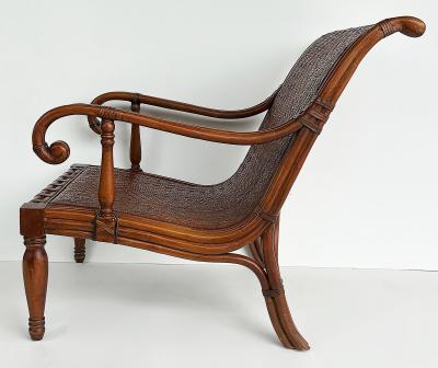 Rattan British Colonial Style Plantation Planters Chair Woven Seat