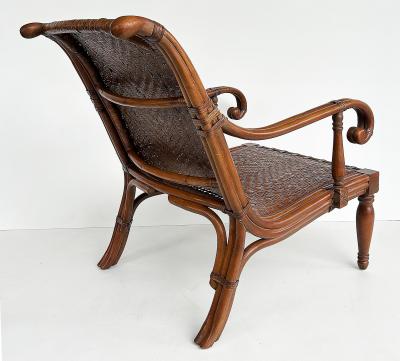 Rattan British Colonial Style Plantation Planters Chair Woven Seat