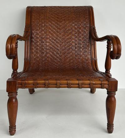 Rattan British Colonial Style Plantation Planters Chair Woven Seat