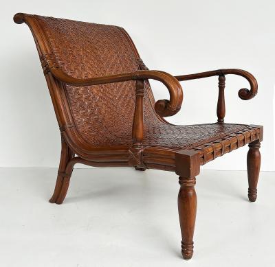Rattan British Colonial Style Plantation Planters Chair Woven Seat