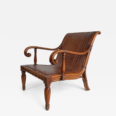Rattan British Colonial Style Plantation Planters Chair Woven Seat