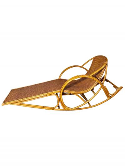 Rattan Rocking Chaise Lounge Chair 1970