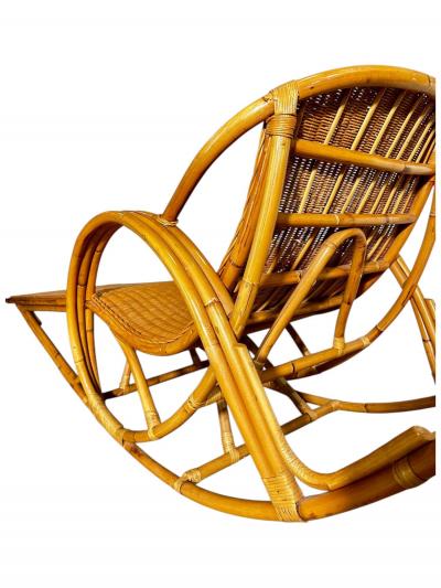 Rattan Rocking Chaise Lounge Chair 1970