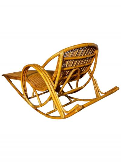 Rattan Rocking Chaise Lounge Chair 1970