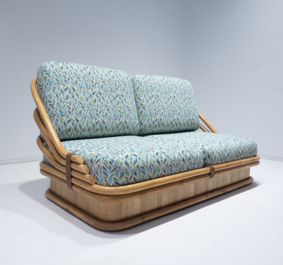 Rattan Sofa by Vivai Del Sud 1970s New Upholstery