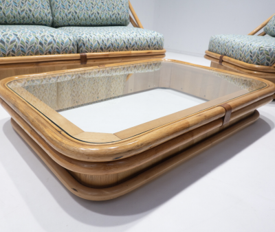 Rattan Sofa by Vivai Del Sud 1970s New Upholstery