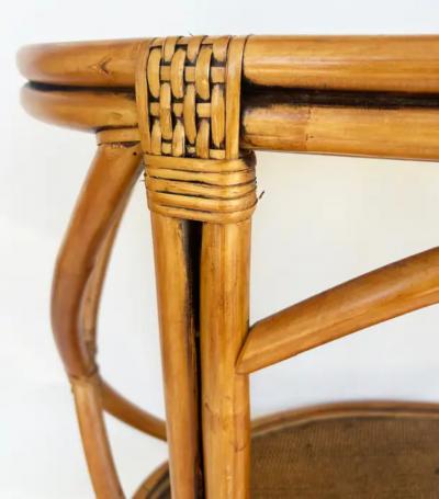 Rattan and Woven Grasscloth Oval Removable Tray Top Table