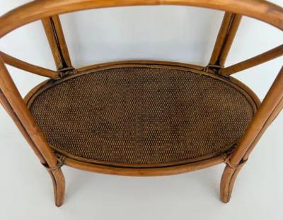 Rattan and Woven Grasscloth Oval Removable Tray Top Table