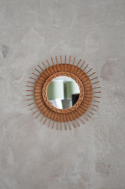 Rattan and Woven Rattan Mirror 1960s