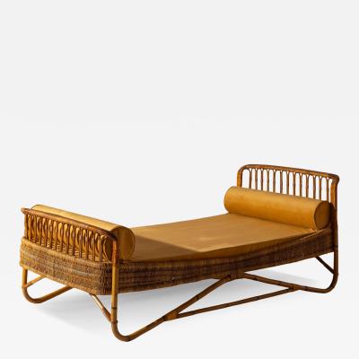 Rattan and bent bamboo daybed Italian manufacture 1960s
