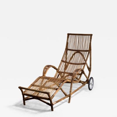 Rattan and cane deck chair
