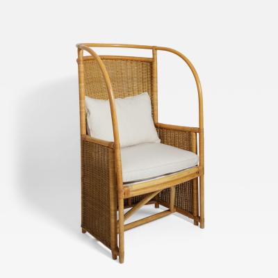 Rattan and wicker armchair 1950s 