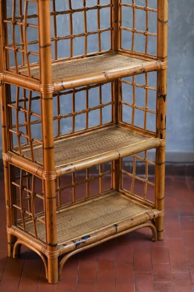 Rattan and wicker bookcase Italy 1980