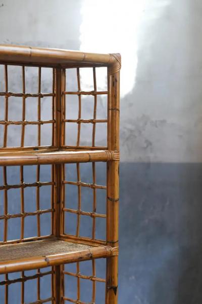 Rattan and wicker bookcase Italy 1980