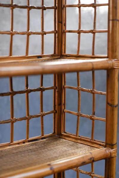 Rattan and wicker bookcase Italy 1980