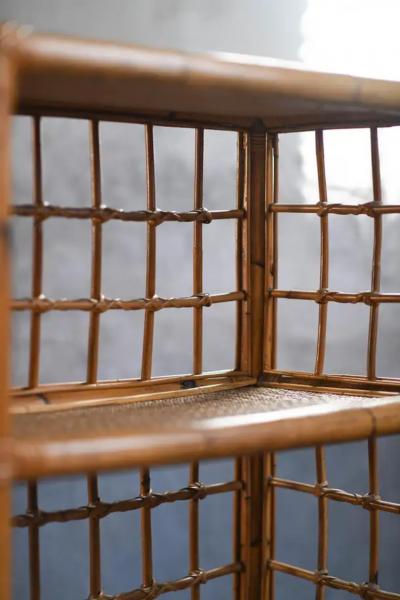 Rattan and wicker bookcase Italy 1980