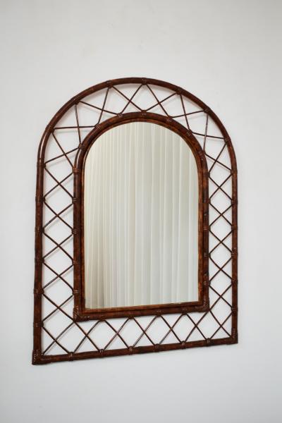 Rattan arch mirror 1970s 