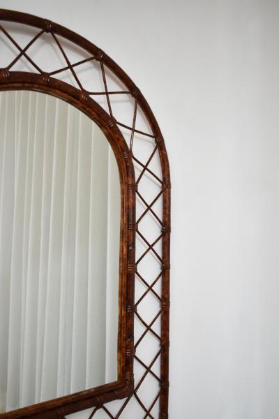 Rattan arch mirror 1970s 