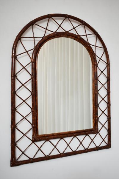 Rattan arch mirror 1970s 