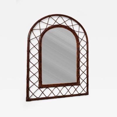 Rattan arch mirror 1970s 
