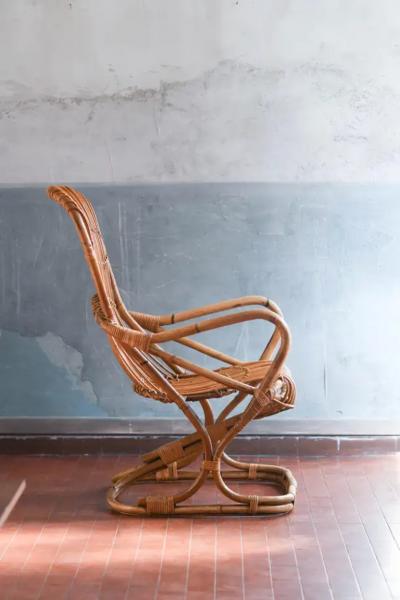 Rattan armchair Italy 1970
