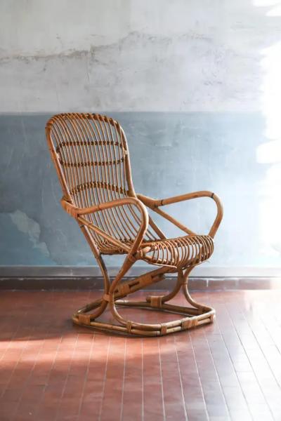 Rattan armchair Italy 1970