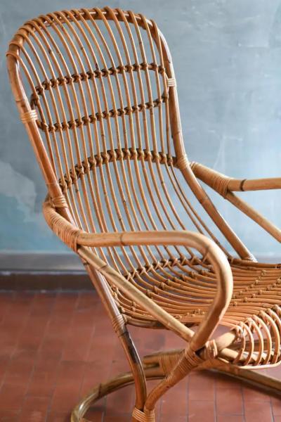 Rattan armchair Italy 1970