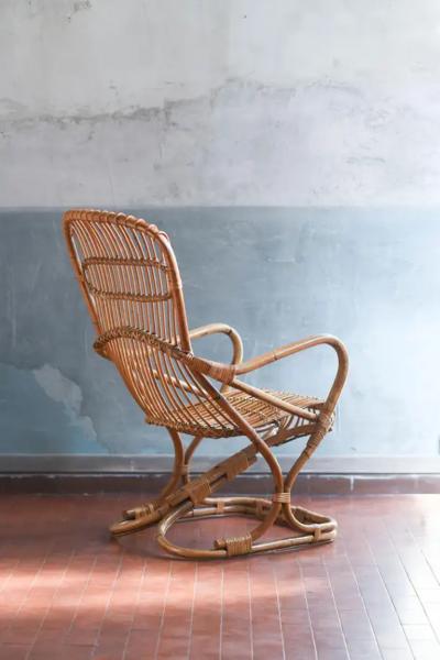 Rattan armchair Italy 1970